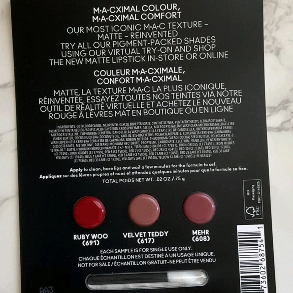 M.A.C MACXimal‎ Sleek Satin Lipstick Samples 834,819,807 Shades